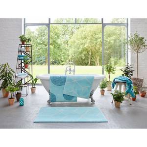 Tapis de bain Flair Fibres synthétiques - Turquoise / Blanc - 55 x 65 cm