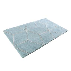 Badmat Flair kunstvezel - Turquoise/wit - 60x100cm