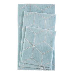 Badmat Flair kunstvezel - Turquoise/wit - 55x65cm