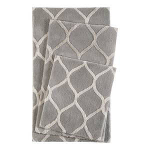 Tapis de bain Oriental Tile Fibres synthétiques - Blanc / Gris - 70 x 120 cm