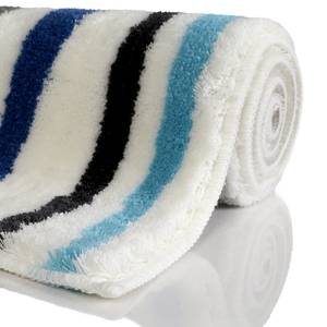 Tapis de bain Riverside Fibres synthétiques - Blanc / Bleu - 70 x 120 cm