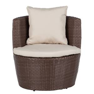 Ensemble de balcon Rattanesco Puca 3 éléments - Polyrotin / Tissu - Marron / Beige