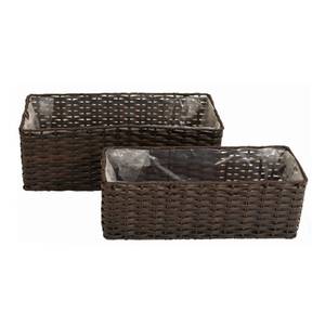 Bloembakken I (2-delige set) Bruin - Polyrotan - 39 x 14 x 14 cm