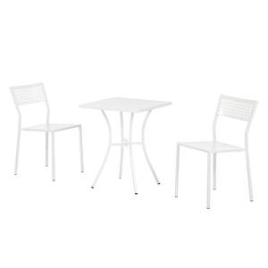 Set mobili da giardino Pini (3 pezzi) Acciaio - Bianco