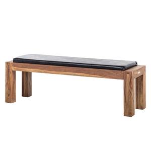 Banc Yoga Bois de Sheesham - Noyer naturel huilé - Assise noire