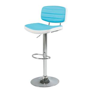 Tabouret de bar Coulter (lot 2) Imitation cuir - Blanc / Bleu clair