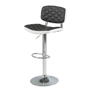 Tabouret de bar Dirdal (lot 2) Imitation cuir - Noir / Blanc / Chrome