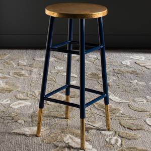 Tabouret de bar Druva I Fer - Bleu / Doré - Hauteur : 76 cm