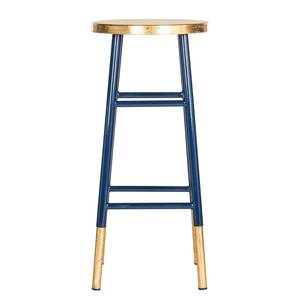 Tabouret de bar Druva I Fer - Bleu / Doré - Hauteur : 76 cm