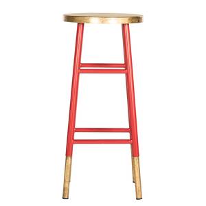 Tabouret de bar Druva I Fer - Rouge / Doré - Hauteur : 76 cm