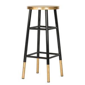 Tabouret de bar Druva I Fer - Noir / Doré - Hauteur : 76 cm