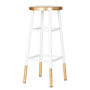 Tabouret de bar Druva I Fer - Blanc / Doré - Hauteur : 76 cm