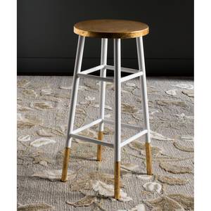 Tabouret de bar Druva I Fer - Blanc / Doré - Hauteur : 76 cm