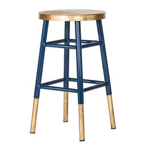 Tabouret de bar Druva I Fer - Bleu / Doré - Hauteur : 61 cm