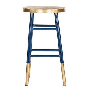 Tabouret de bar Druva I Fer - Bleu / Doré - Hauteur : 61 cm