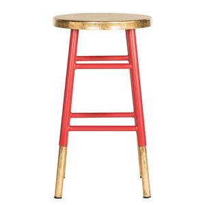 Tabouret de bar Druva I Fer - Rouge / Doré - Hauteur : 61 cm