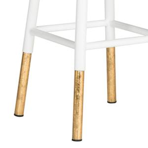 Tabouret de bar Druva I Fer - Blanc / Doré - Hauteur : 61 cm