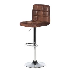 Tabouret de bar Fitzgerald Imitation cuir - Marron vieilli / Chrome - 1 tabouret