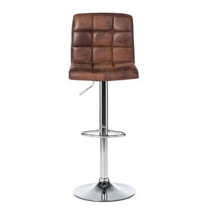 Tabouret de bar Fitzgerald Imitation cuir - Marron vieilli / Chrome - 1 tabouret