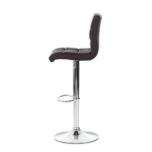 Tabouret de bar Fitzgerald Imitation cuir - Marron foncé / Chrome - 1 tabouret