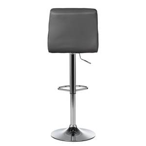 Tabouret de bar Fitzgerald Imitation cuir - Gris foncé / Chrome - 1 tabouret