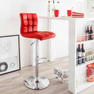 Tabouret de bar Fitzgerald Imitation cuir - Rouge / Chrome - 1 tabouret