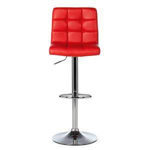 Tabouret de bar Fitzgerald Imitation cuir - Rouge / Chrome - 1 tabouret