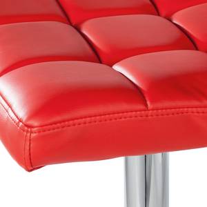 Tabouret de bar Fitzgerald Imitation cuir - Rouge / Chrome - 1 tabouret