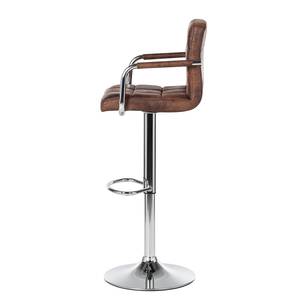 Chaise de bar Fitzgerald Imitation cuir - Marron vieilli / Chrome - 1 chaise