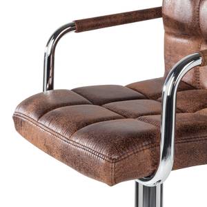 Chaise de bar Fitzgerald Imitation cuir - Marron vieilli / Chrome - 1 chaise