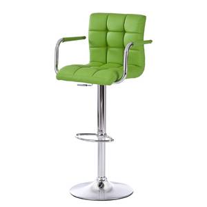 Chaise de bar Fitzgerald Imitation cuir - Vert pomme / Chrome - 1 chaise
