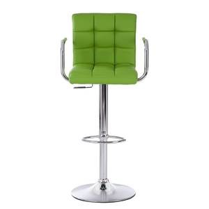 Chaise de bar Fitzgerald Imitation cuir - Vert pomme / Chrome - 1 chaise