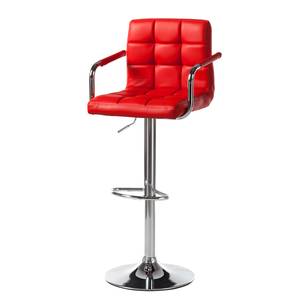 Chaise de bar Fitzgerald Imitation cuir - Rouge / Chrome - 1 chaise