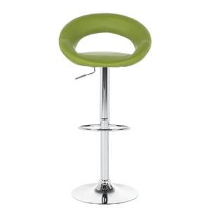 Tabouret de bar Hemingway Imitation cuir - Vert / Surpiqûres blanches