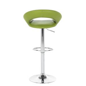 Tabouret de bar Hemingway Imitation cuir - Vert / Surpiqûres blanches