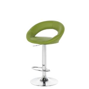 Tabouret de bar Hemingway Imitation cuir - Vert / Surpiqûres blanches