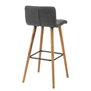 Tabourets de bar Troon (lot de 2) Chêne massif / Tissu - Gris clair / Anthracite