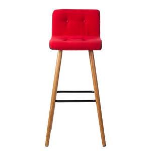 Barhocker Troon (2er-Set) Eiche massiv / Webstoff - Rot / Anthrazit