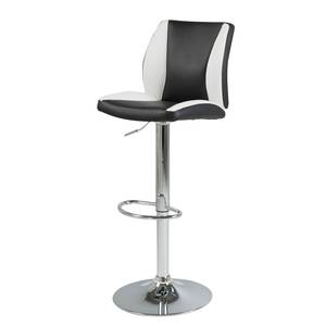 Tabouret de bar Kelso (lot 2) Imitation cuir - Noir / Blanc / Chrome