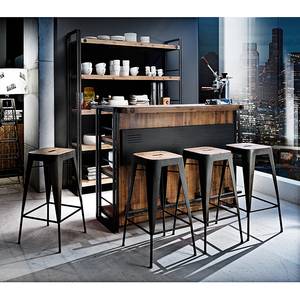 Tabourets de bar MANCHESTER - Lot de 2 Acacia massif / Métal - Acacia / Anthracite