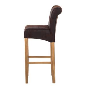 Tabouret de bar Reno Microfibre / Chêne massif - Marron / Chêne