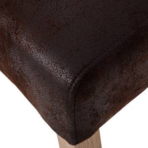 Tabouret de bar Reno Microfibre / Chêne massif - Marron / Chêne