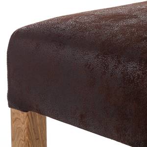 Tabouret de bar Reno Microfibre / Chêne massif - Marron / Chêne