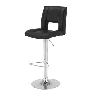 Chaises de bar Selina I (lot de 2) Imitation cuir / Chrome - Noir