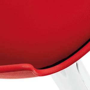 Tabourets de bar Suleiman (lot de 2) Matériau synthétique / Acier inoxydable - Rouge / Chrome