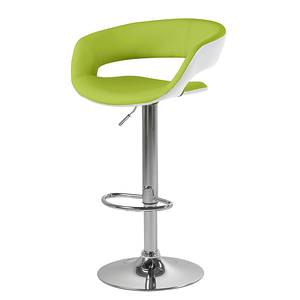 Tabouret de bar Sumaika II (lot 2) Imitation cuir / Chrome - Citron vert / Blanc