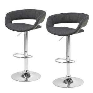 Tabourets de bar Sumaika (lot de 2) Tissu - Anthracite