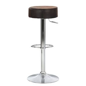 Tabouret de bar Vincent Imitation cuir - Marron foncé / Chrome