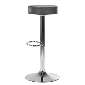 Tabouret de bar Vincent Imitation cuir - Gris / Chrome