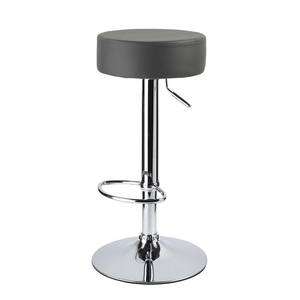 Tabouret de bar Vincent Imitation cuir - Gris / Chrome